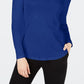 Camiseta feminina Charter Club de algodão com gola alta, azul, tamanho médio
