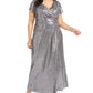 Vestido longo feminino plus size com lantejoulas e drapeado, tamanho 14, prata, R&amp;M Richards