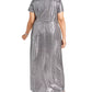 Vestido longo feminino plus size com lantejoulas e drapeado, tamanho 14, prata, R&amp;M Richards