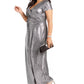 Vestido longo feminino plus size com lantejoulas e drapeado, tamanho 14, prata, R&amp;M Richards
