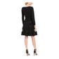 Vestido feminino preto de manga comprida com decote em V e comprimento até o joelho, tamanho 10, tamanho pequeno, da R&amp;M Richards
