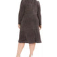 Vestido feminino plus size de malha brilhante evasê R &amp; M Richards, cor carvão, tamanho 14