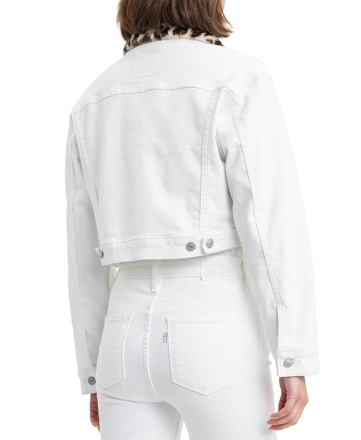 Jaqueta jeans cropped trucker feminina Levi's Limited, branca, tamanho X-G