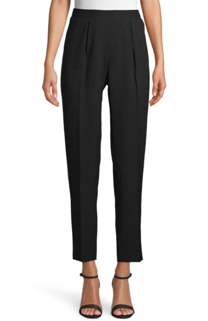Calça feminina plissada de cintura alta Anne Klein, preta, tamanho médio