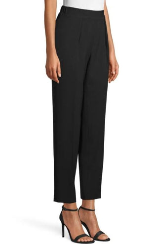 Calça feminina plissada de cintura alta Anne Klein, preta, tamanho médio
