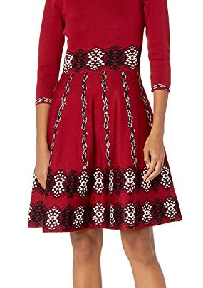 Vestido suéter estampado feminino Taylor, tamanho médio, vermelho
