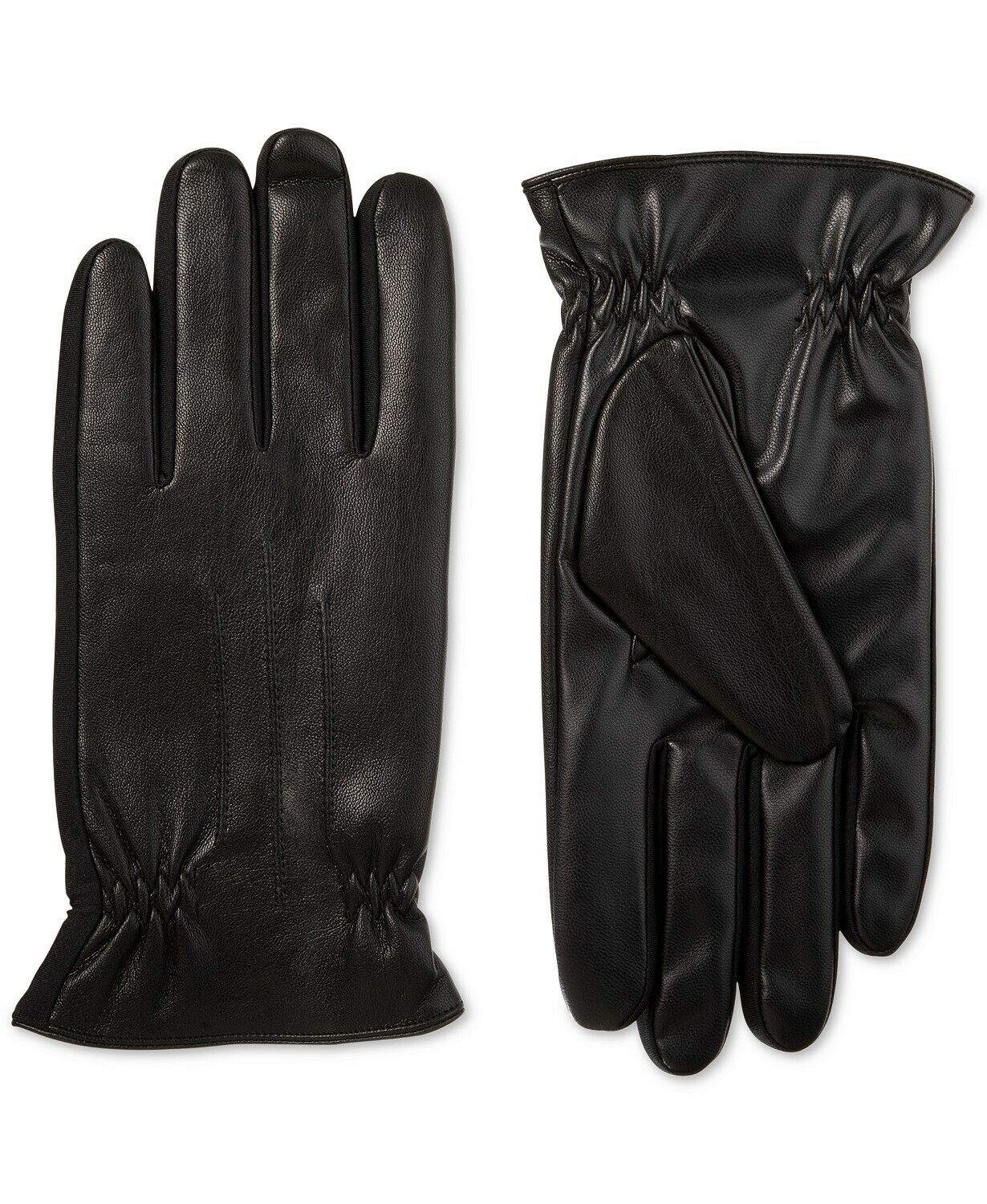 Luvas Isotoner Signature Sleekheat Faux Nappa Masculinas Pretas Tamanho Grande