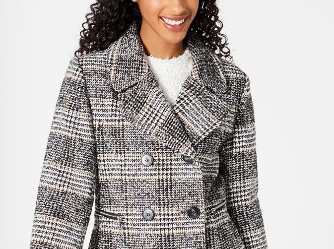 Casaco de lã maralyn &amp; me juniores, trespassado, preto, tamanho médio