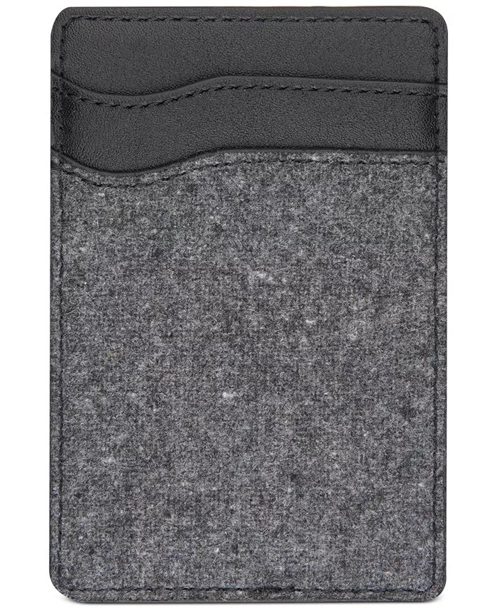 Porta-cartões adesivo de feltro masculino sob medida, cinza, tamanho regular