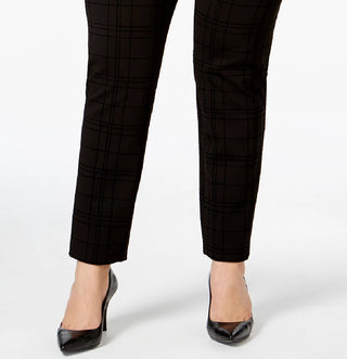 Calça skinny estampada Hollywood Plus da Alfani para mulheres, preta, tamanho 28W