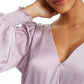 Blusa feminina LEYDEN Smocked Surplice Roxa Tamanho Médio