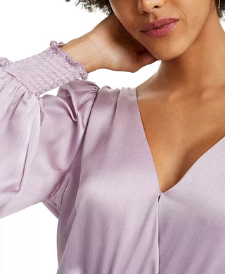 Blusa feminina LEYDEN Smocked Surplice Roxa Tamanho Médio