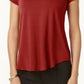 Camiseta Alfani Feminina Petite Satin-Trim High-Low Vermelha Escura Tamanho Médio