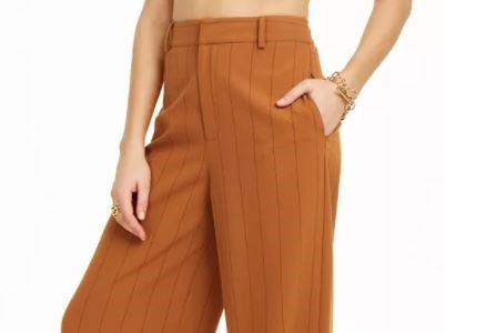 Calça feminina Danielle Bernstein com listras laranja escuro, tamanho 12