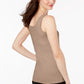 Blusa básica feminina Alfani com decote redondo, marrom, tamanho médio