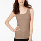 Blusa básica feminina Alfani com decote redondo, marrom, tamanho médio