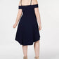 Vestido feminino City Studios, plus size, moderno, ombro vazado, alto e baixo, preto, tamanho 18