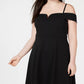 Vestido feminino City Studios, plus size, moderno, ombro vazado, alto e baixo, preto, tamanho 18