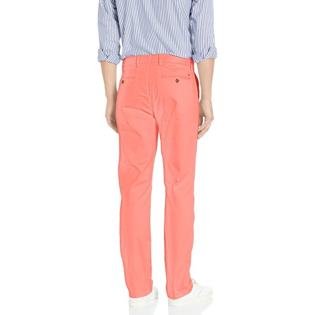 Calça Chino Tommy Hilfiger Masculina Th Flex Stretch Custom-Fit Rosa Médio Tamanho 32X30