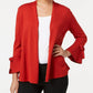 Cardigan feminino Alfani com mangas amarradas, vermelho escuro, tamanho médio