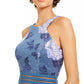 Vestido Skater com Estampa Floral e Glitter City Studios Juniors Azul Tamanho 1