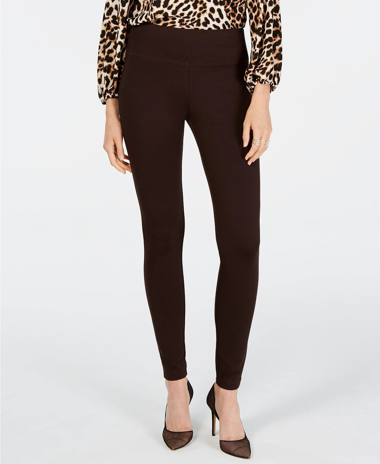 Leggings femininas sem costura Petite da INC International Concepts, marrom, tamanho 10, pequena