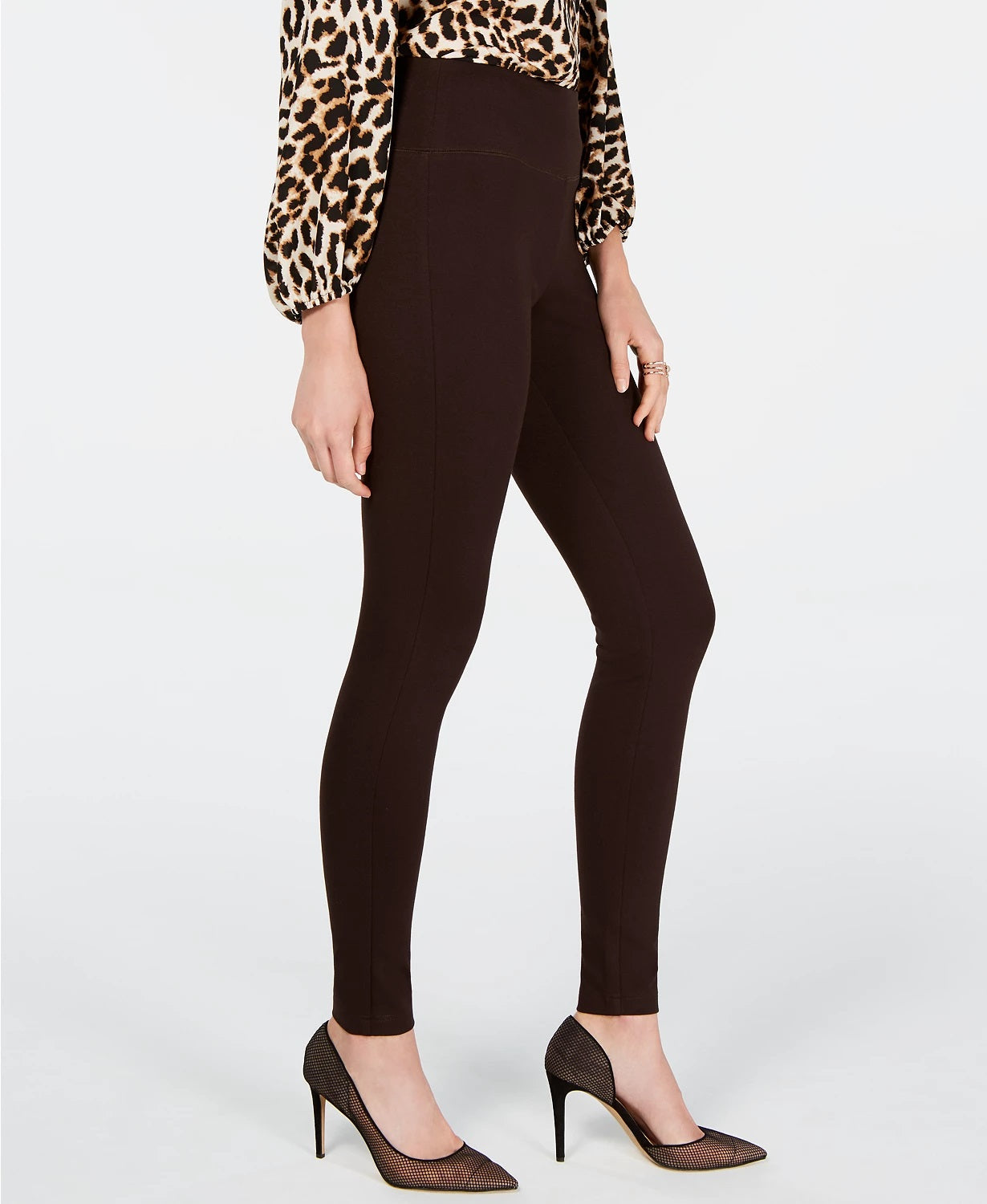 Leggings femininas sem costura Petite da INC International Concepts, marrom, tamanho 10, pequena