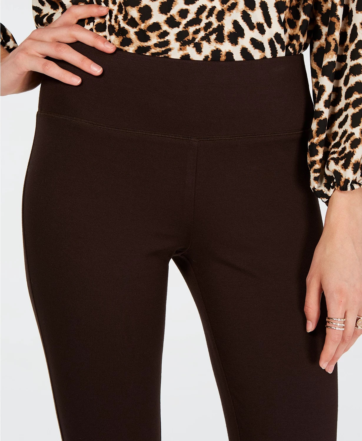 Leggings femininas sem costura Petite da INC International Concepts, marrom, tamanho 10, pequena