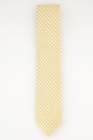 Gravata clássica geométrica amarela masculina Michael Kors, tamanho regular