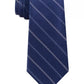 Gravata clássica de seda listrada masculina Michael Kors, azul, tamanho regular