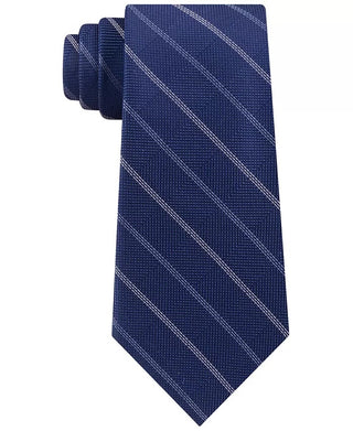 Gravata clássica de seda listrada azul-marinho masculina Michael Kors, tamanho regular