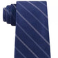 Gravata clássica de seda listrada masculina Michael Kors, azul, tamanho regular
