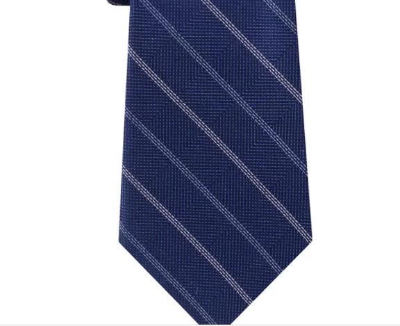 Gravata clássica de seda listrada azul-marinho masculina Michael Kors, tamanho regular