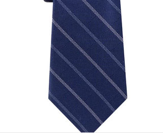 Gravata clássica de seda listrada azul-marinho masculina Michael Kors, tamanho regular