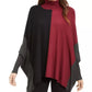 Alfani Suéter Poncho Feminino Petite Gola Alta Colorblock Vermelho Escuro Tamanho Petite