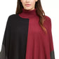 Alfani Suéter Poncho Feminino Petite Gola Alta Colorblock Vermelho Escuro Tamanho Petite