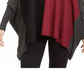 Alfani Suéter Poncho Feminino Petite Gola Alta Colorblock Vermelho Escuro Tamanho Petite