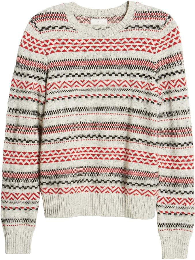 Suéter feminino listrado de algodão e lã Fair Isle da Lucky Brand, cinza, tamanho médio