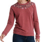 Lucky Brand Colar Feminino Bordado Moletom Vermelho Tamanho X-S