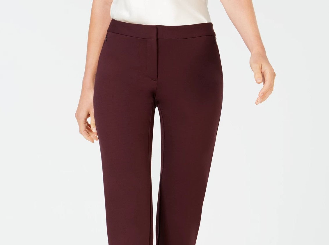 Calça feminina Alfani Petite Ponte-Knit Slim-Leg, vinho, tamanho 2P