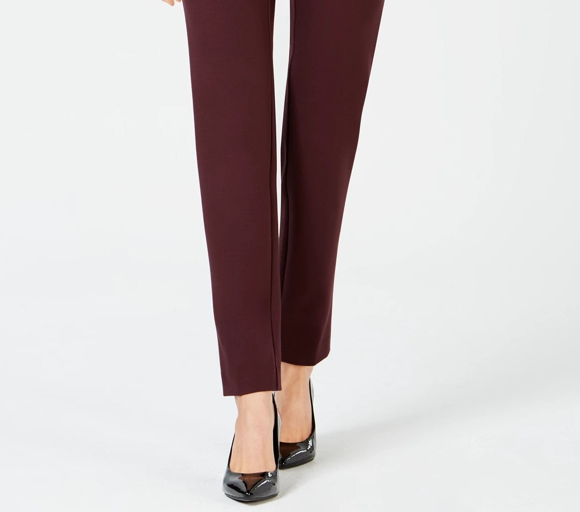 Calça feminina Alfani Petite Ponte-Knit Slim-Leg, vinho, tamanho 2P