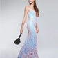 Vestido de festa infantil Say Yes To The Prom com lantejoulas iridescentes e sereia, turquesa/água, tamanho 7