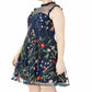 Vestido feminino bordado floral plus size da City Studios, azul-marinho, tamanho 20W