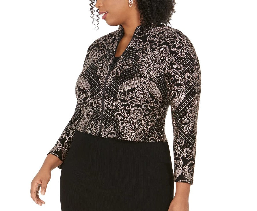 Vestido e jaqueta plus size Alex Evenings feminino marrom tamanho 20