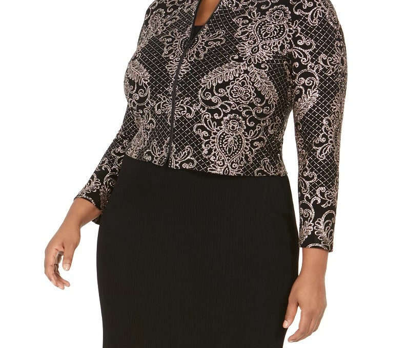 Vestido e jaqueta plus size Alex Evenings feminino marrom tamanho 20