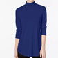 JM Collection Blusa feminina de gola alta azul tamanho XX-G