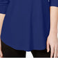 JM Collection Blusa feminina de gola alta azul tamanho XX-G
