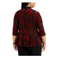Jaqueta feminina Alex Evenings com decote redondo e estampa floral, sem mangas, vermelha, tamanho 1X