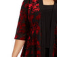 Jaqueta feminina Alex Evenings com decote redondo e estampa floral, sem mangas, vermelha, tamanho 1X