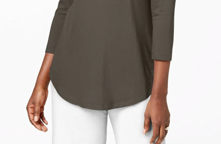 Top decote redondo da coleção feminina JM marrom tamanho grande